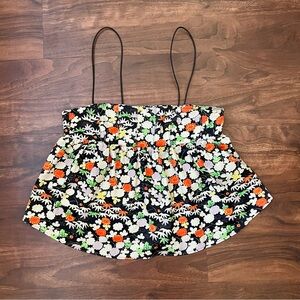 Urban Outfitters Women’s Floral Cropped Top Black Orange Green White Size S NWT